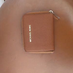 Michael kors brown zip around wallet